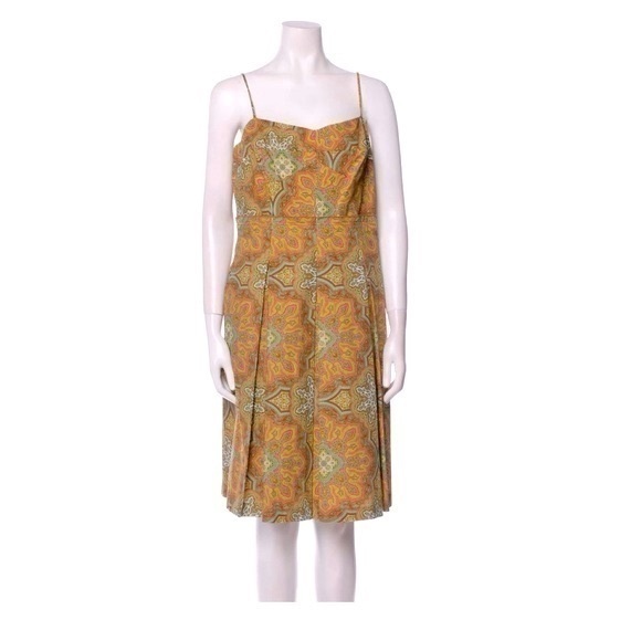 Lafayette 148 New York Dresses & Skirts - Lafayette 148 New York V Neck Printed Pleated Sleeveless Empire Dress